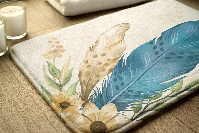 Bathroom mat Feather and flowers