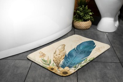 Bathroom mat Feather and flowers