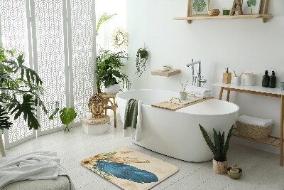 Bathroom mat Feather and flowers