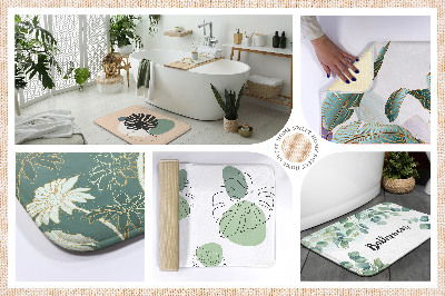 Non slip bath mat Flowers and Feathers