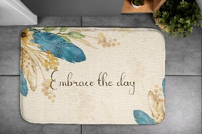 Non slip bath mat Flowers and Feathers