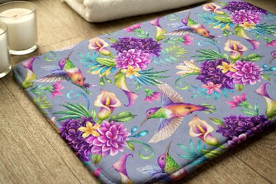 Non slip bath mat Flowers Birds