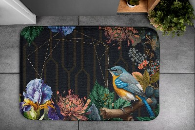 Non slip bath mat Bird Flowers