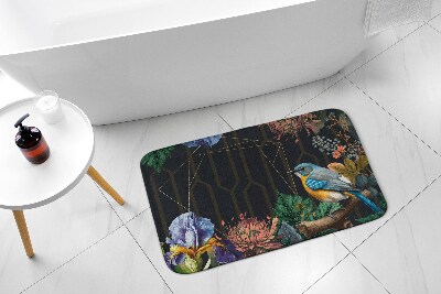 Non slip bath mat Bird Flowers