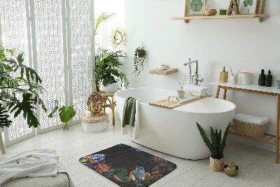 Non slip bath mat Bird Flowers