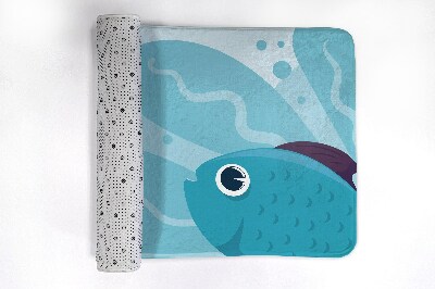 Non slip shower mat Blue Fish