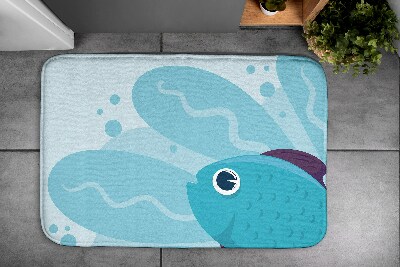 Non slip shower mat Blue Fish