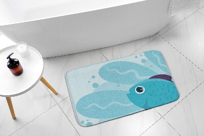 Non slip shower mat Blue Fish