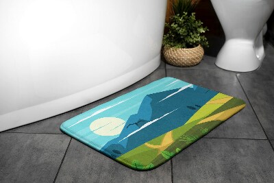 Bath mat mountains view