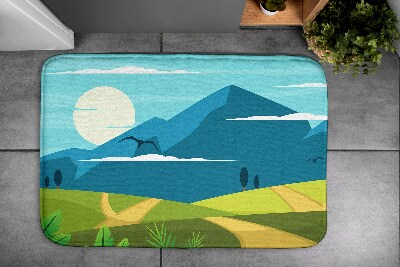 Bath mat mountains view