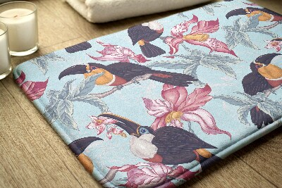 Non slip shower mat Birds Flowers