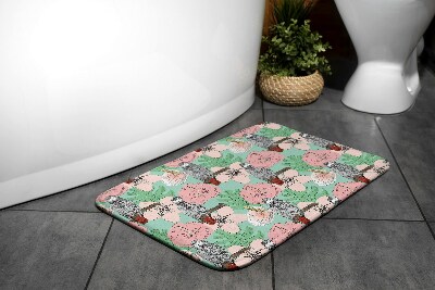 Bath rug Birds Parrot Flowers