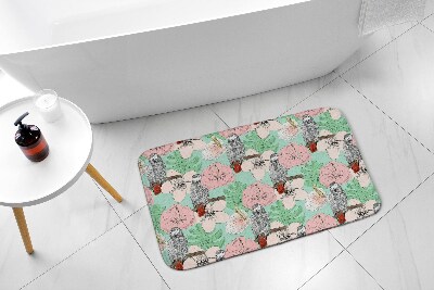 Bath rug Birds Parrot Flowers