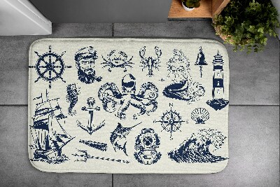 Non slip bath mat Sea Symbols