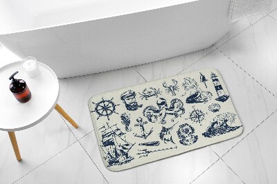 Non slip bath mat Sea Symbols