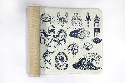 Non slip bath mat Sea Symbols