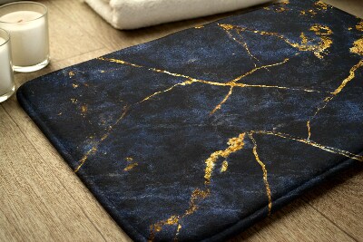 Non slip bath mat Navy blue marble