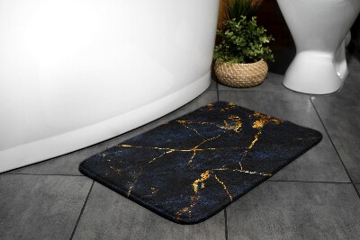 Non slip bath mat Navy blue marble