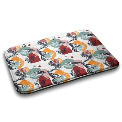 Bathmat Birds Flowers Pattern