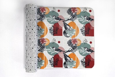 Bathmat Birds Flowers Pattern