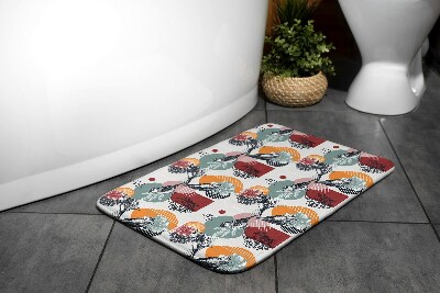 Bathmat Birds Flowers Pattern