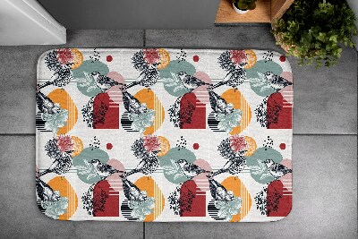 Bathmat Birds Flowers Pattern