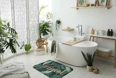 Bathroom carpet tropical leaves