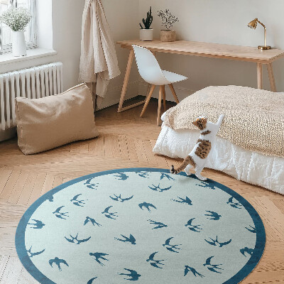 Vinyl floor rug Small petals on blue background