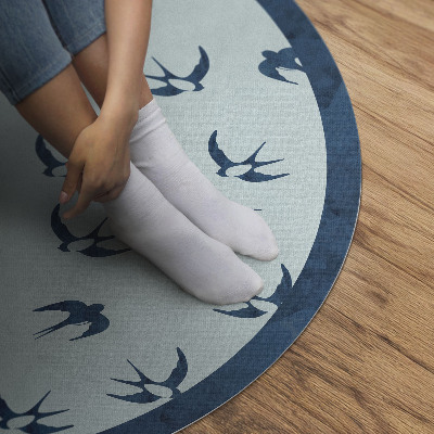 Vinyl floor rug Small petals on blue background