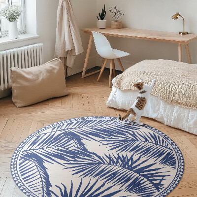 Vinyl floor rug Tropical leaves monochrome illustration