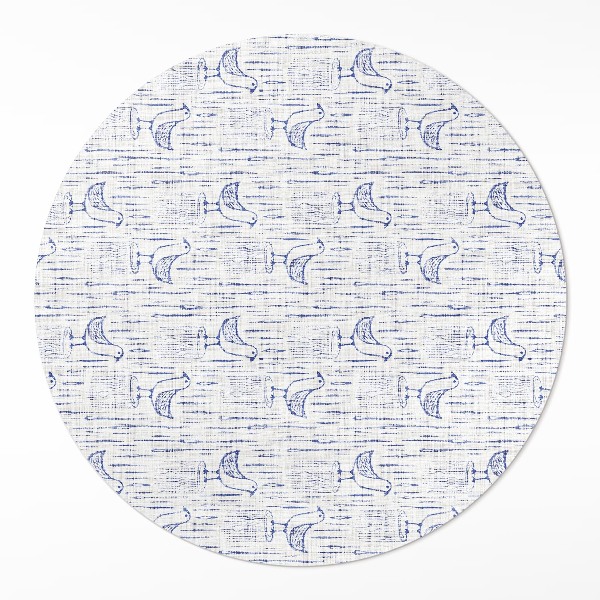 Pvc rug Drawing birds fine regular pattern boho