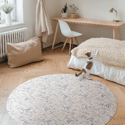 Pvc rug Drawing birds fine regular pattern boho