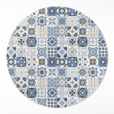 Pvc rug Greek mosaic blue decorative tiles
