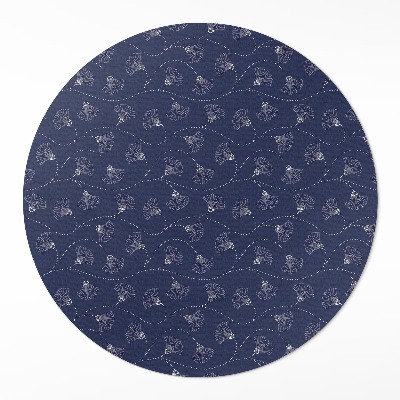 Vinyl rug Boho vintage style yin leaves