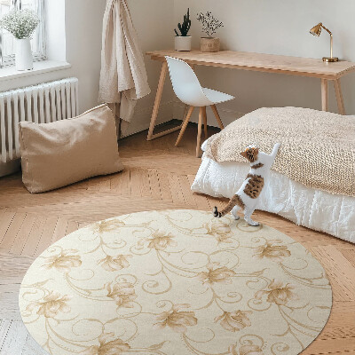 Vinyl floor rug Beautiful flowers plants in ornamental style