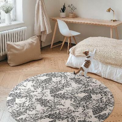 Vinyl floor rug Vine sketch in vintage style