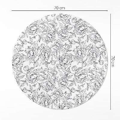 Vinyl floor rug Sketch of peonies and vintage leaves