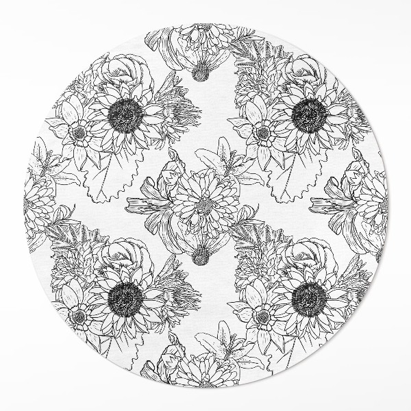 Vinyl rug Cartoon sunflowers beautiful vintage flowers