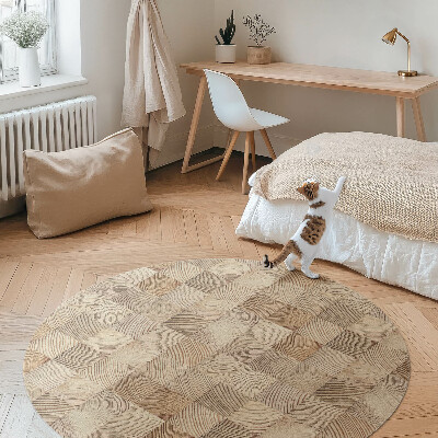 Pvc carpet Wooden squares mosaic of year rings