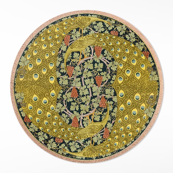 Vinyl rug Yellow peacocks in a vineyard