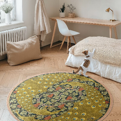 Vinyl rug Yellow peacocks in a vineyard