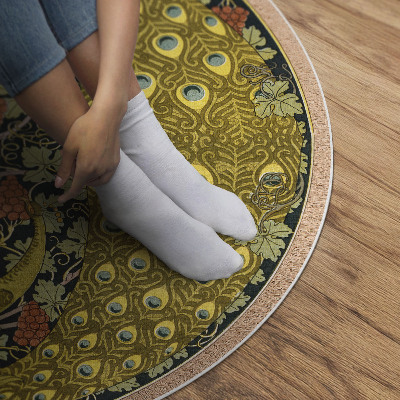 Vinyl rug Yellow peacocks in a vineyard