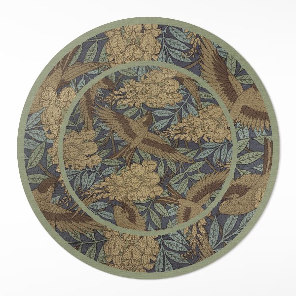 Pvc rug Birds, flowers and vintage leaves