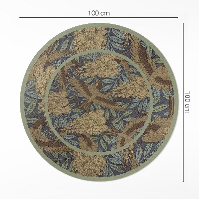 Pvc rug Birds, flowers and vintage leaves