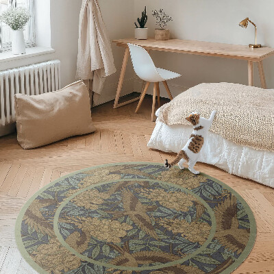 Pvc rug Birds, flowers and vintage leaves