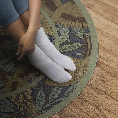 Pvc rug Birds, flowers and vintage leaves