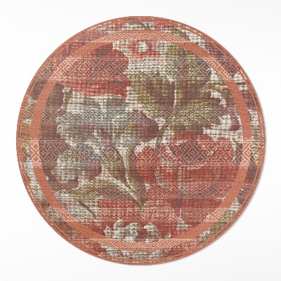 Vinyl floor rug Vintage embroidered flowers