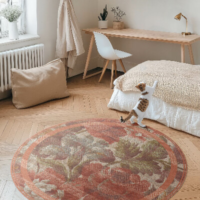 Vinyl floor rug Vintage embroidered flowers