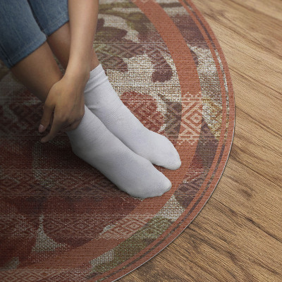 Vinyl floor rug Vintage embroidered flowers