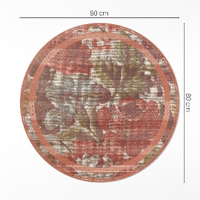 Vinyl floor rug Vintage embroidered flowers